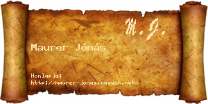 Maurer Jónás névjegykártya